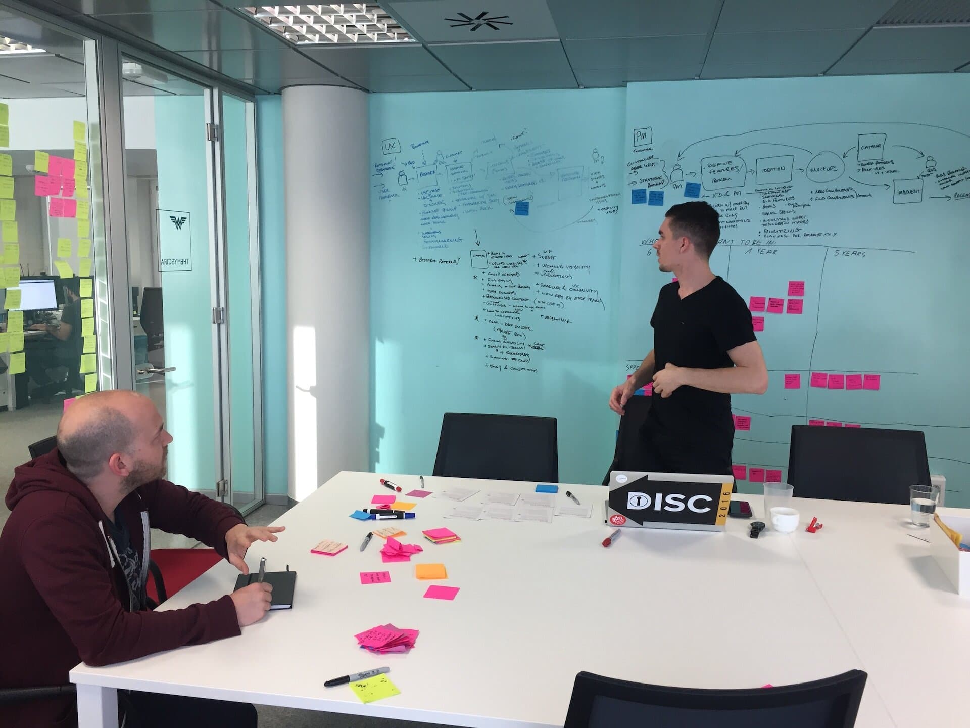 Day one of the design sprint — discovery wall