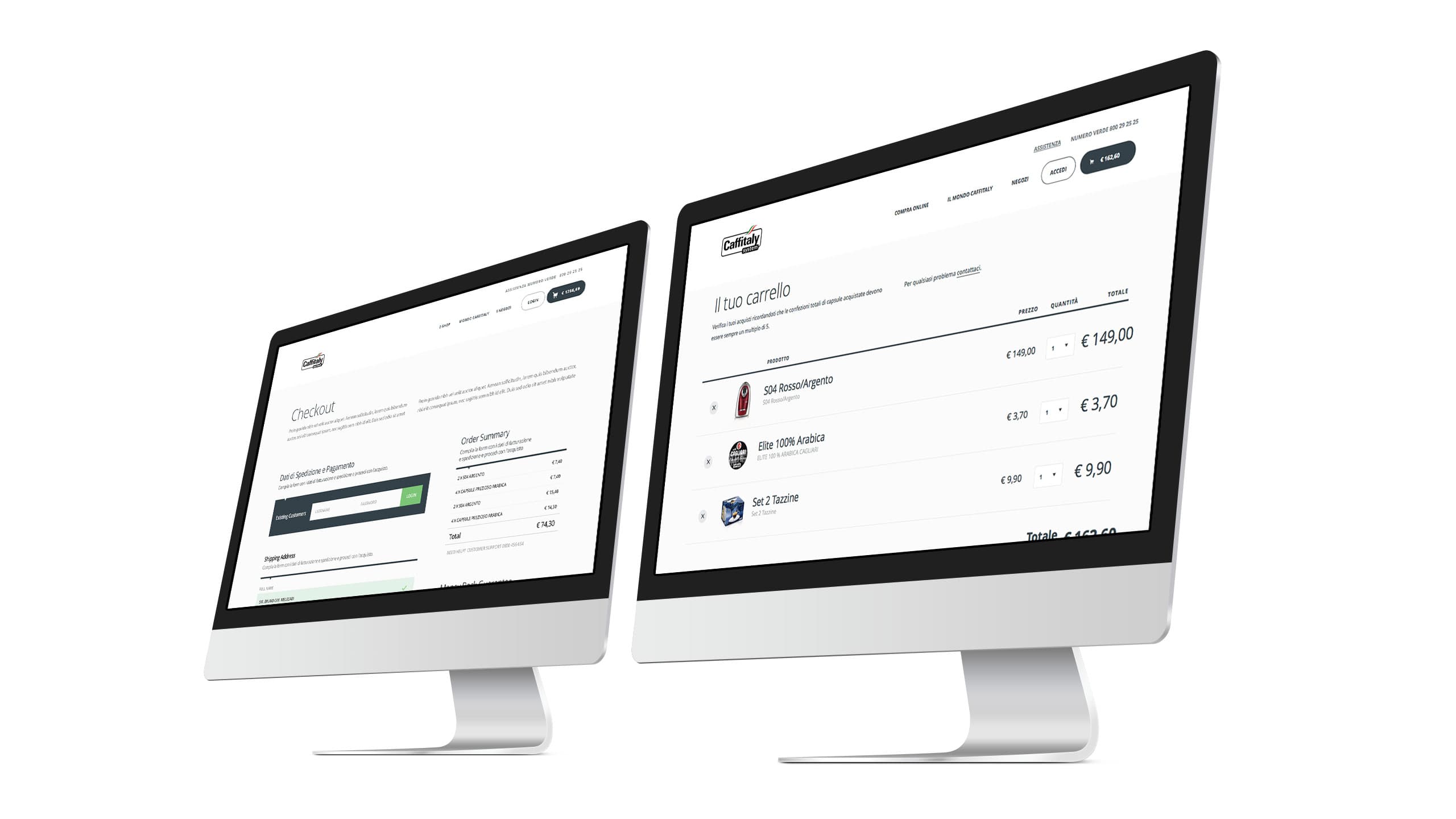 Caffitaly desktop site — homepage and product detail