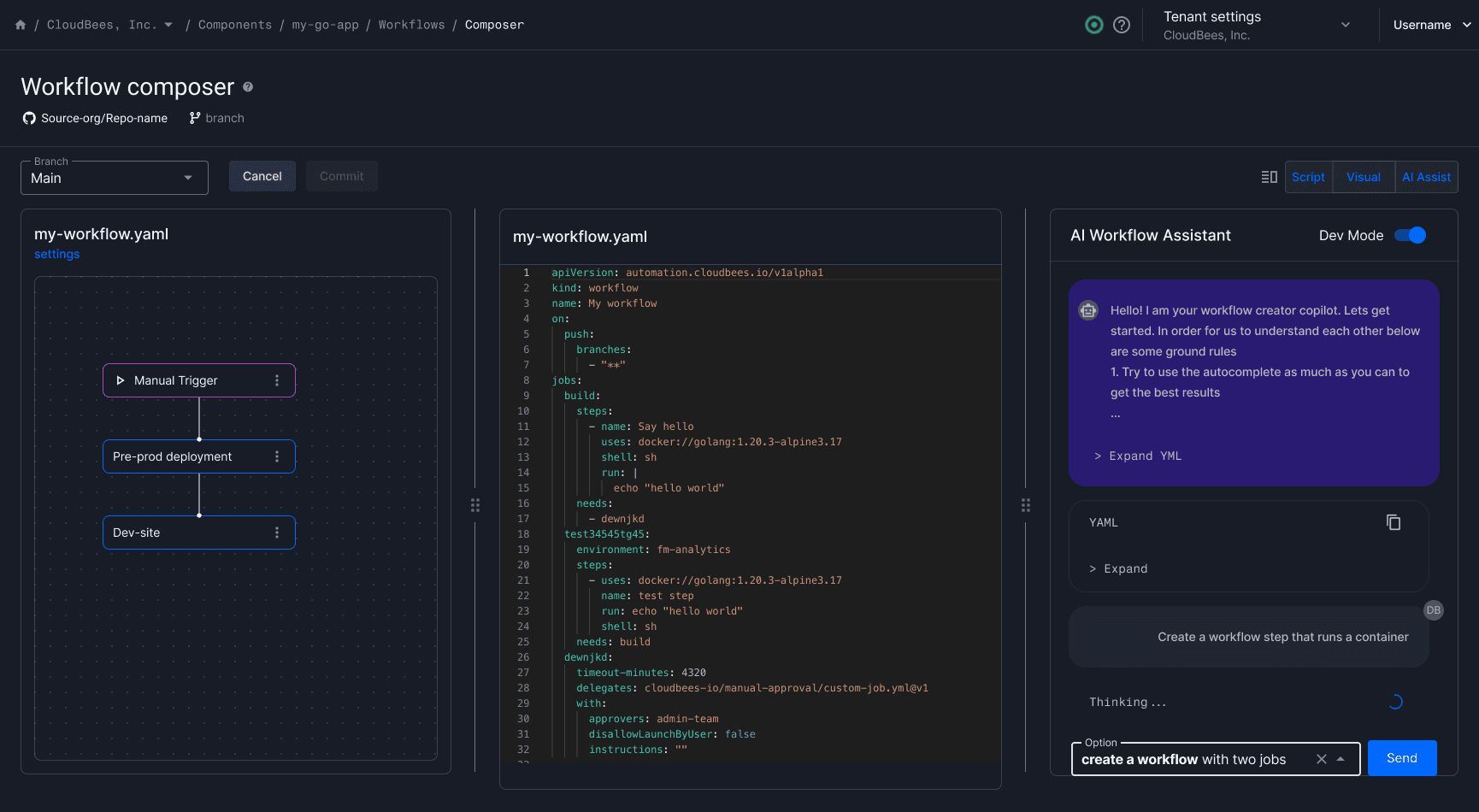 AI Workflow Assist — natural language pipeline generation for CDRO