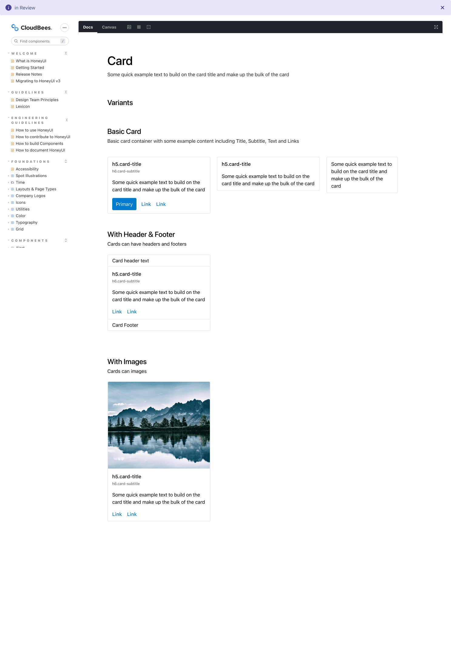 Honey UI v3 — Card component variants for content surfaces across the CloudBees platform