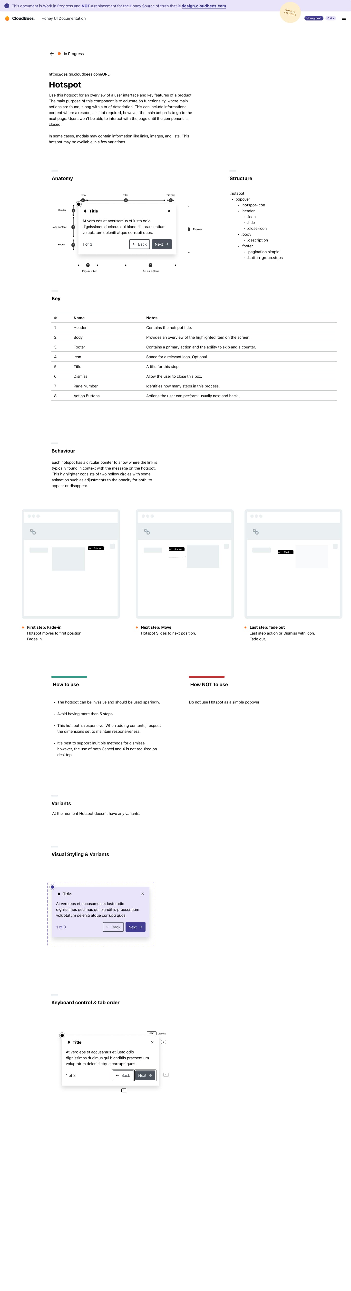 Honey UI — Hotspot component for in-context product tours and contextual help overlays