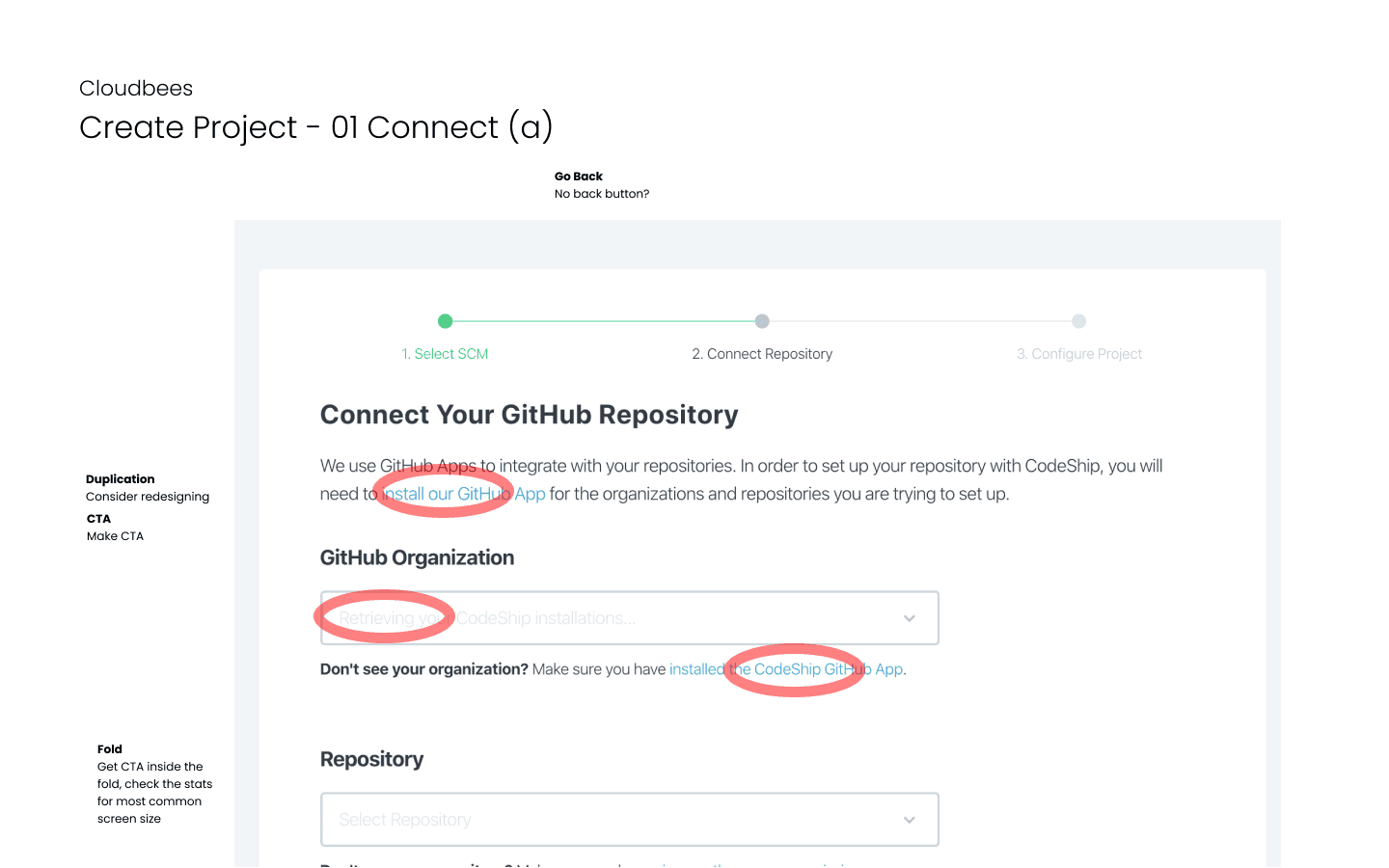 Codeship — current repo selection screen