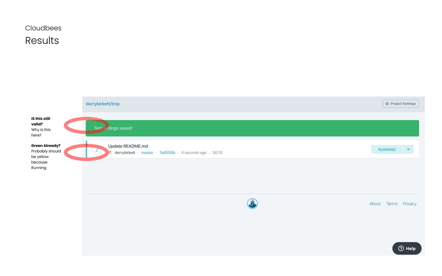 Codeship — current build results screen