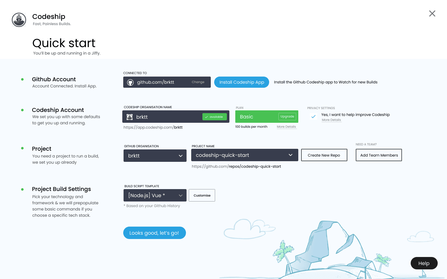 Codeship — configure screen, variant
