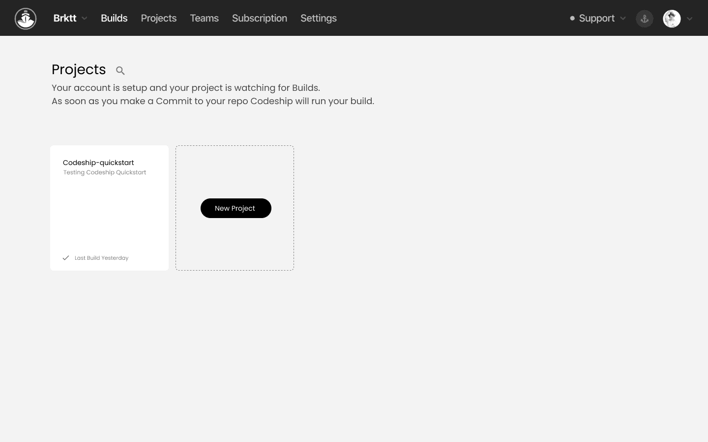 Codeship — projects dashboard, variant 1