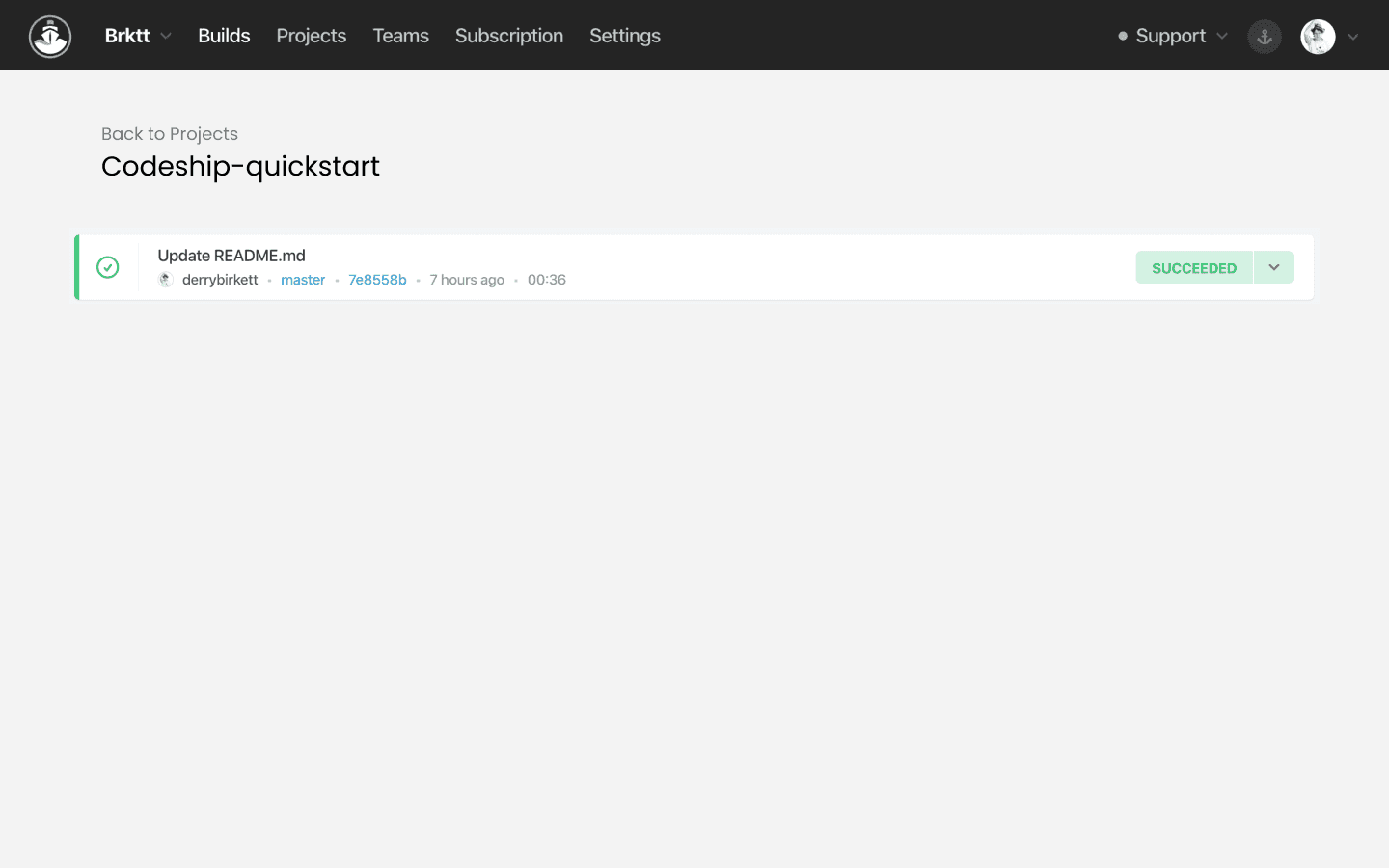 Codeship — triggered build state, variant 1