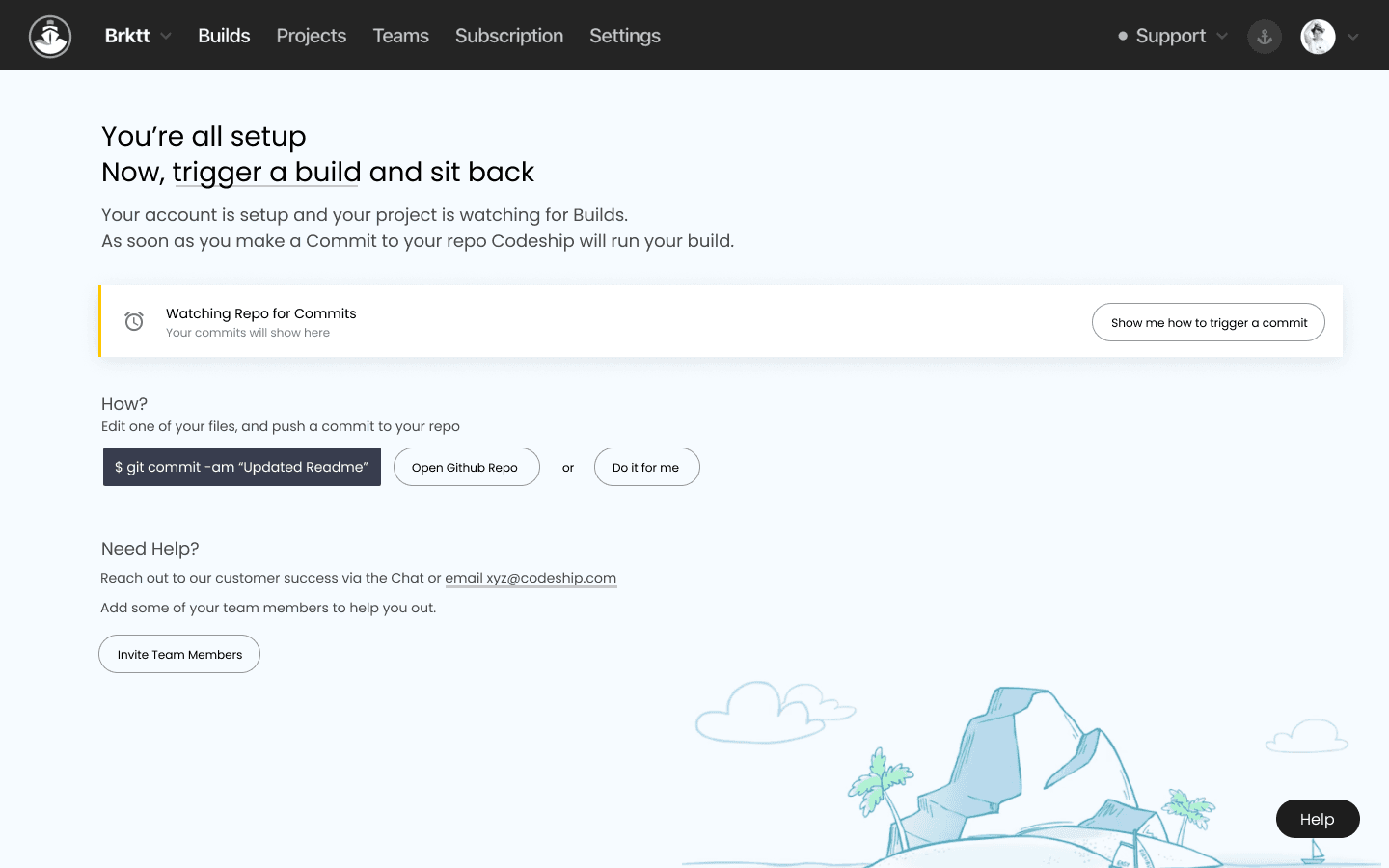 Codeship — triggered build, watching state