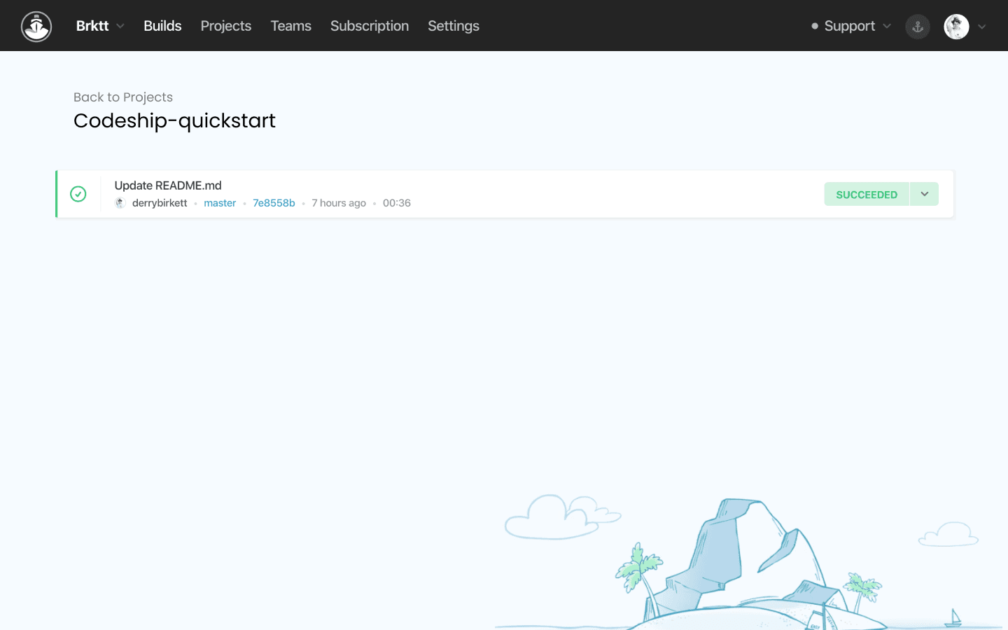 Codeship — triggered build, success state