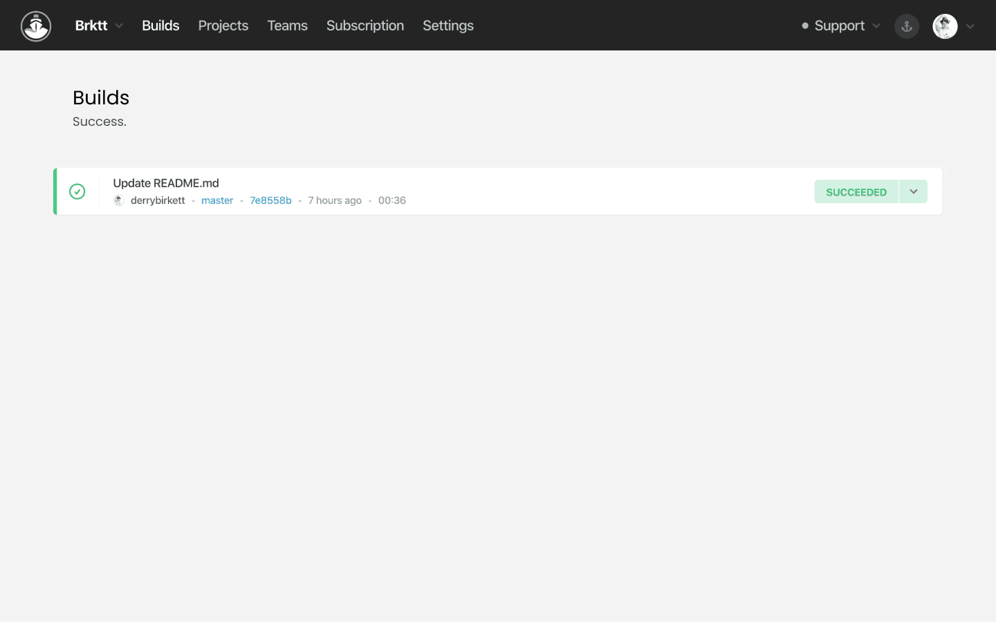 Codeship — build triggered, builds list