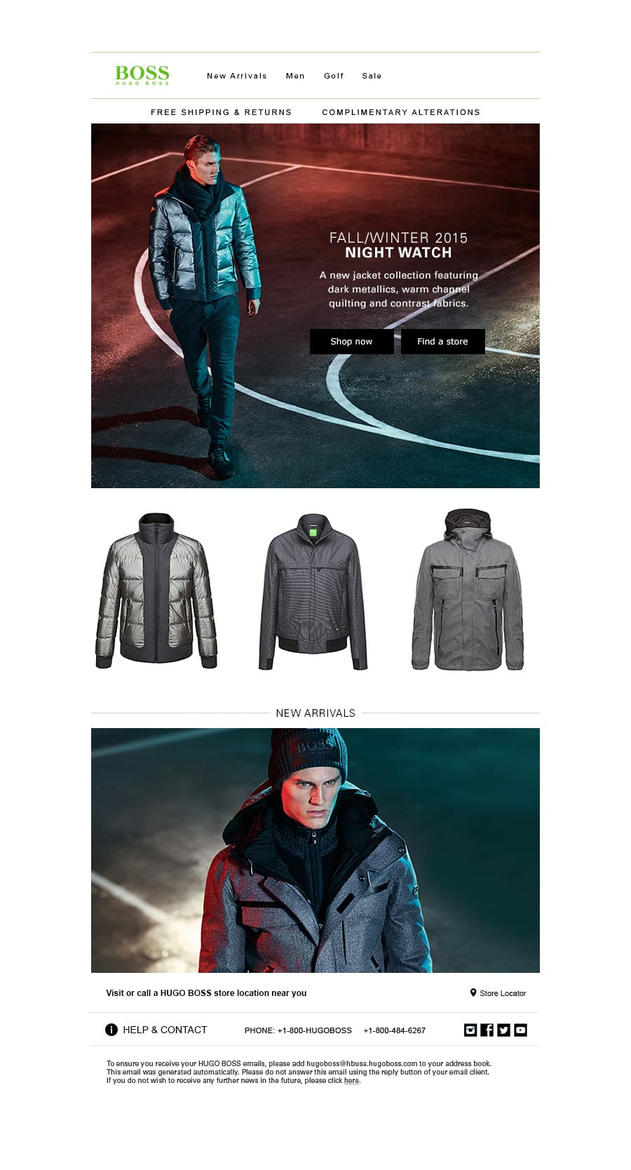 Hugo Boss "Night Watch" newsletter — seasonal art direction