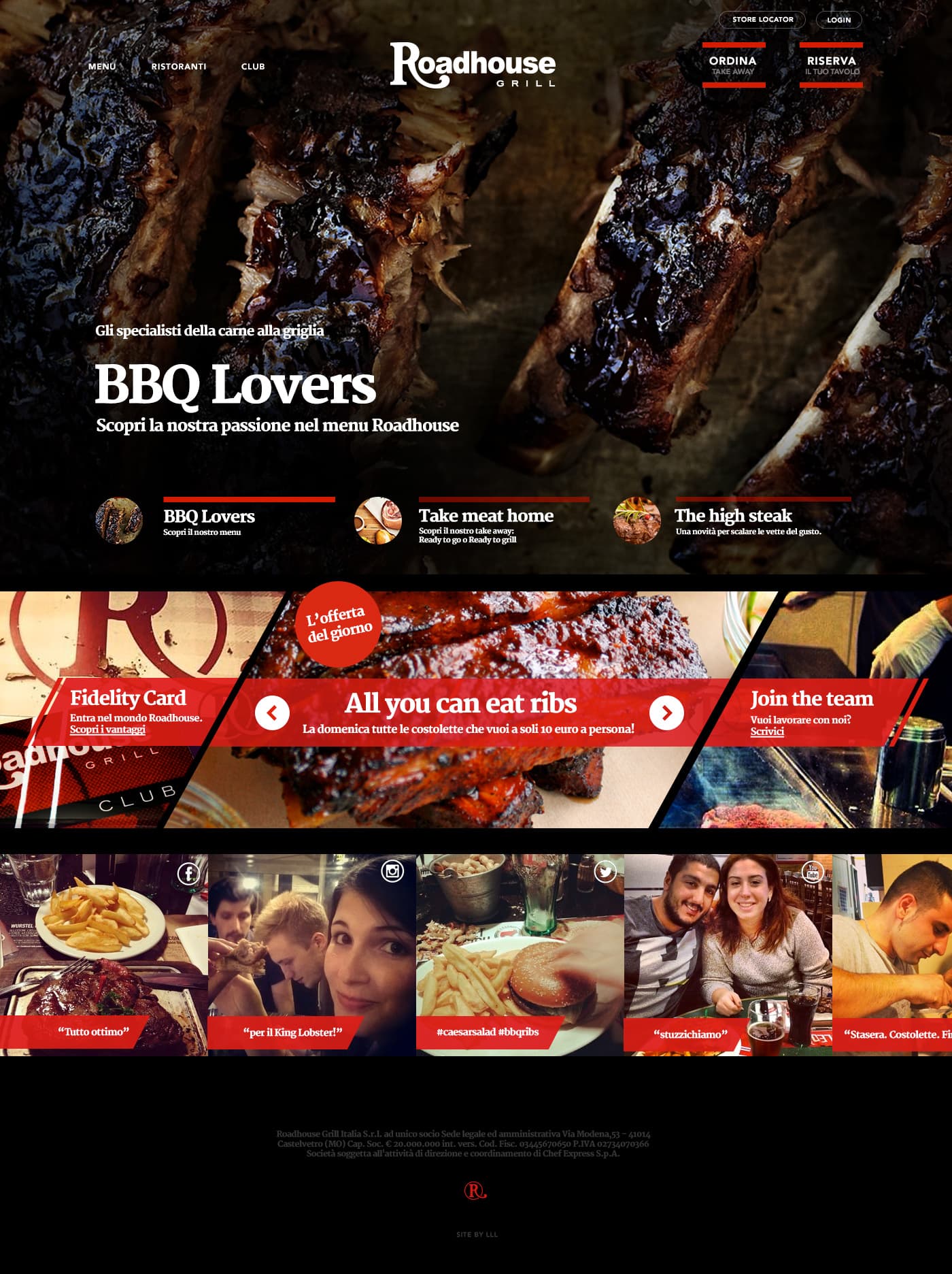 Roadhouse homepage — full layout