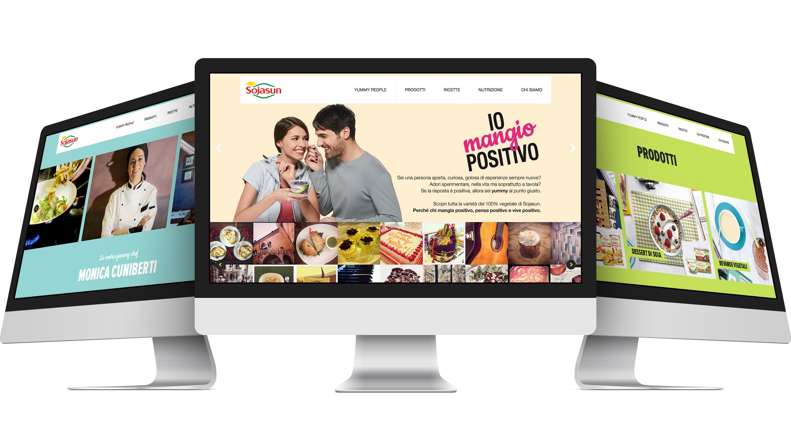 Sojasun site — three-screen desktop overview