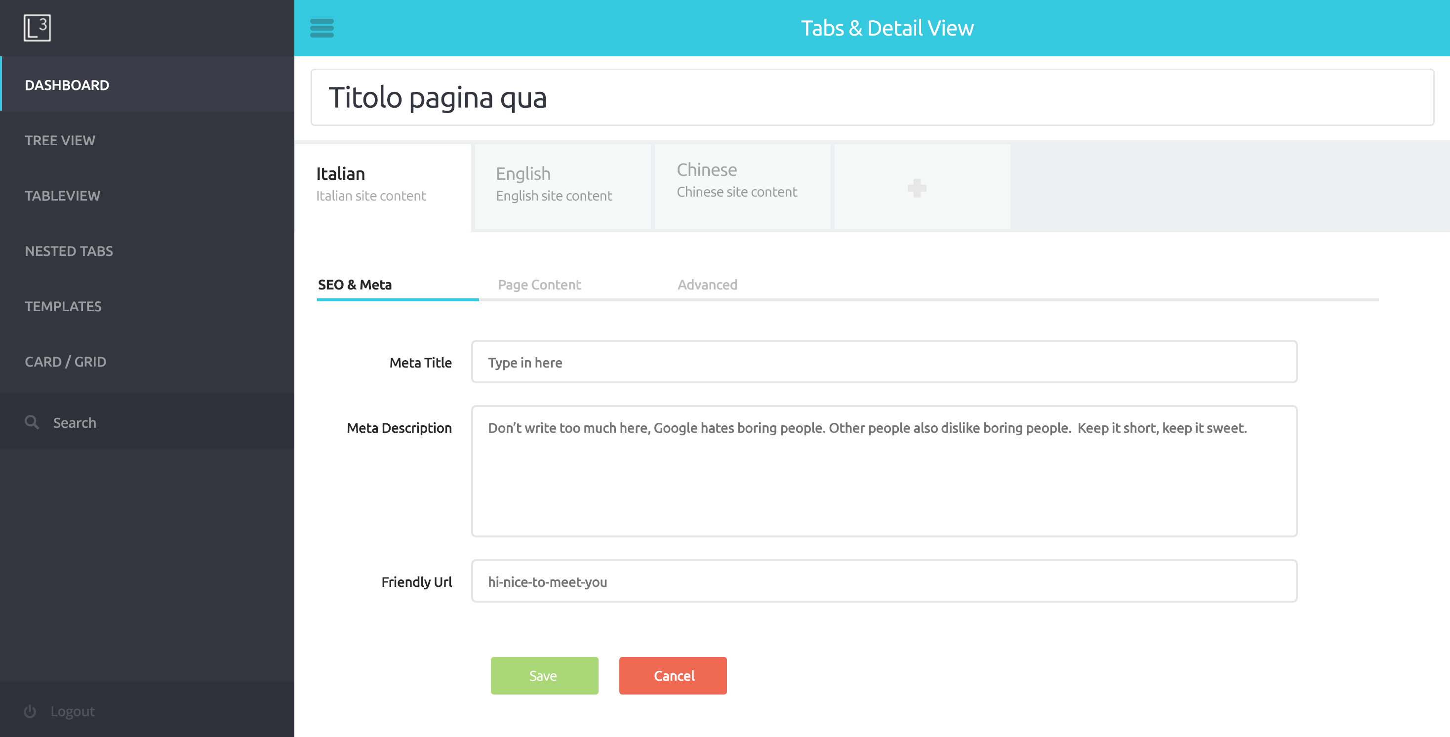 L3 — record detail with tabs