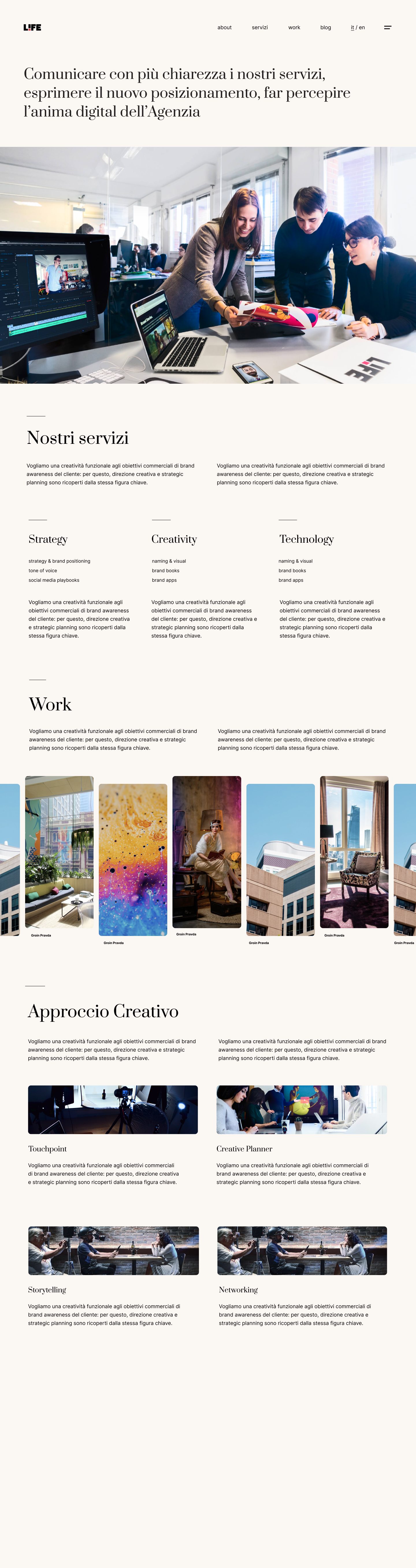Life! agency site — Home, full layout