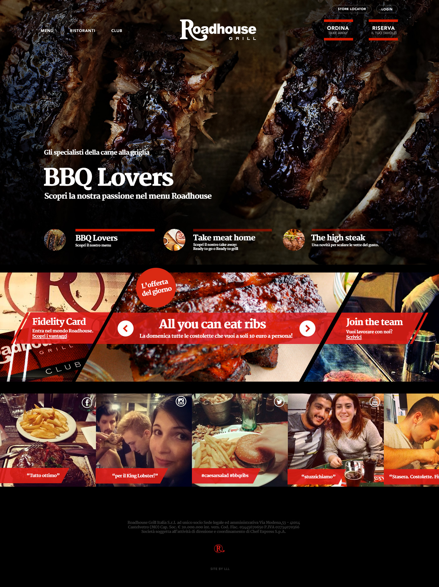 Roadhouse homepage — full layout