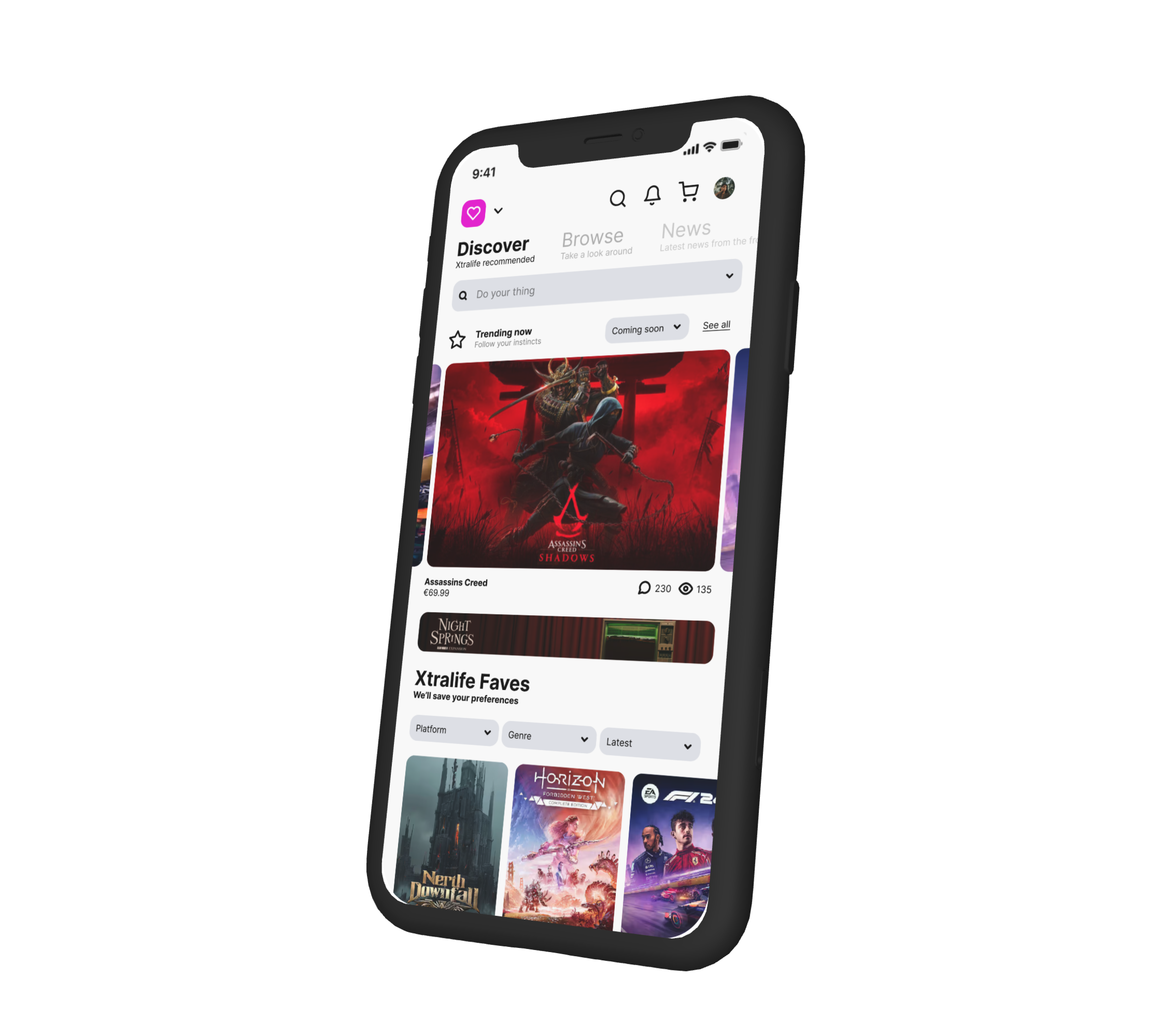 xtralife — homepage hero composition