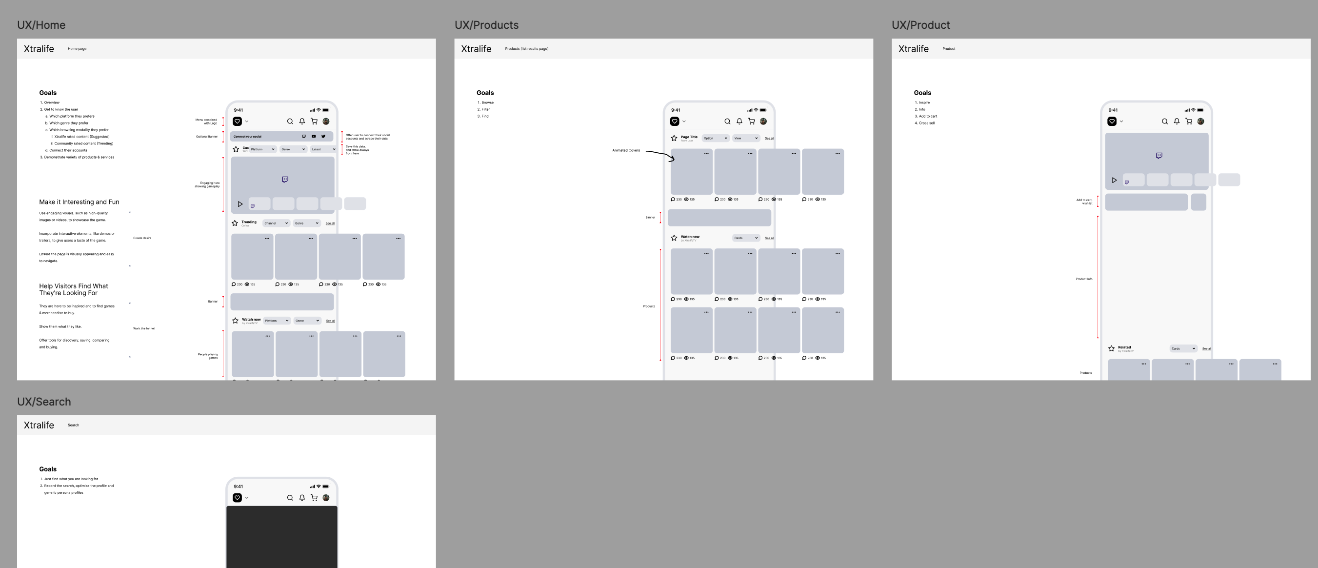 xtralife — companion mobile flow, multi-screen overview