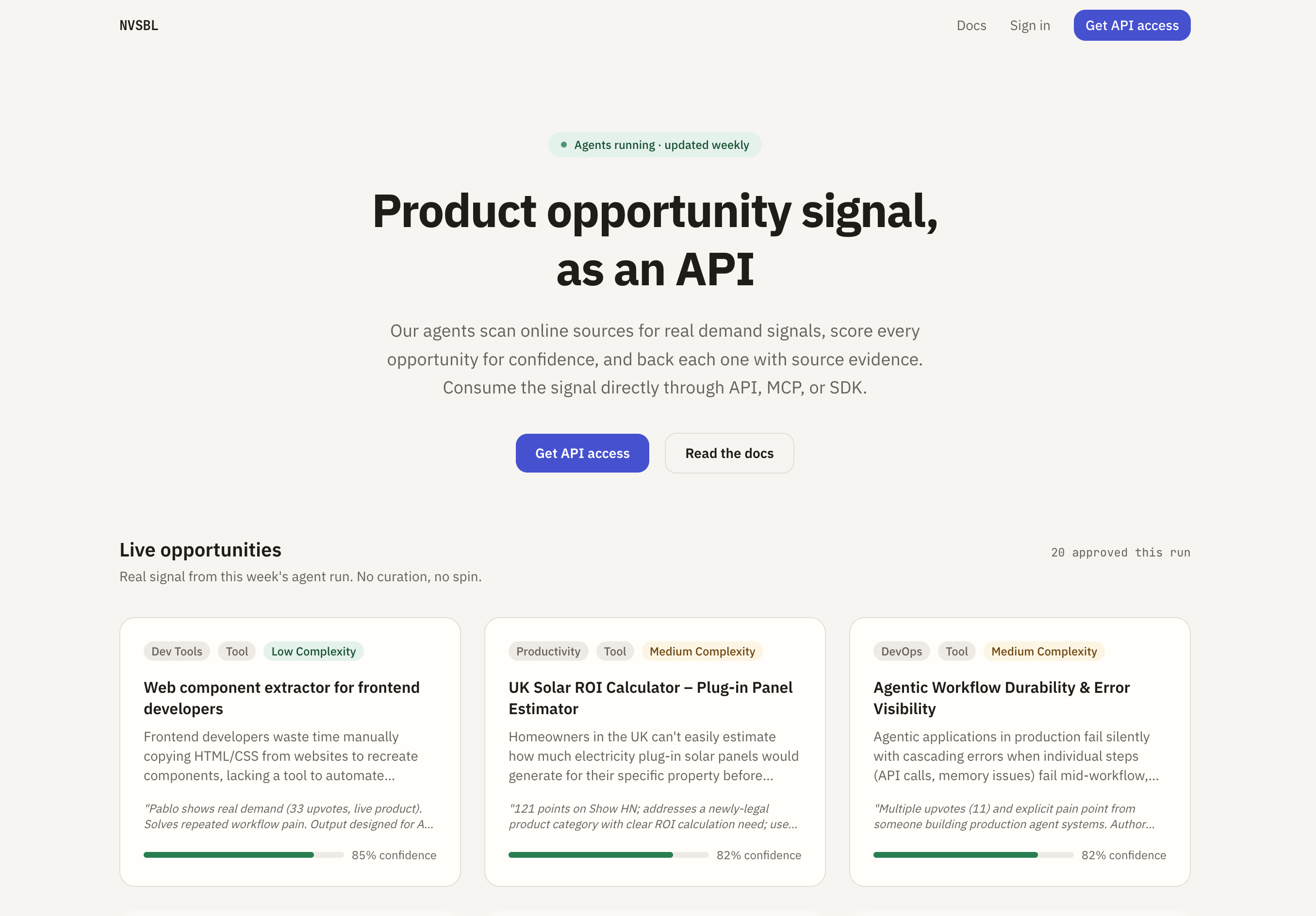 NVSBL — invisible agent platform for continuous product discovery